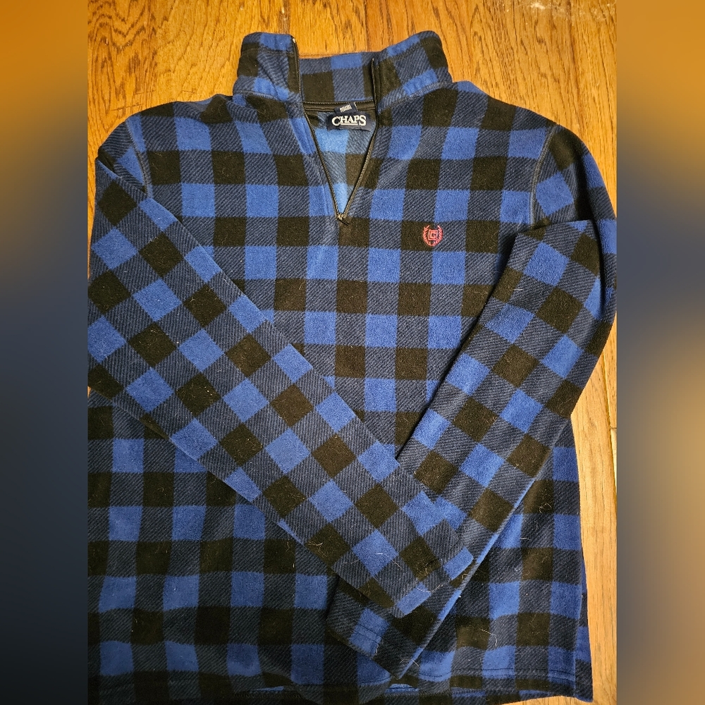 Chaps Men's Fleece Flannel 1/4 Zip Jacket Sz L